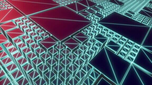 三维渲染飞行三维虚拟几何立方体无缝vj循环动画