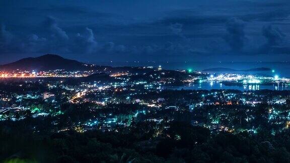 岛屿夜间鸟瞰图时间流逝的视频