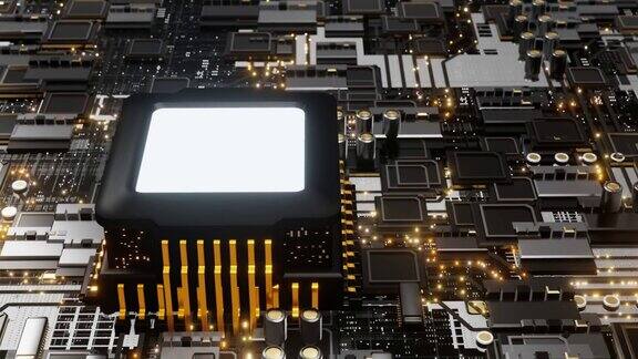 主板面板电子设备或主板工业机械中的工业技术形象或者是电路板电路板上的CPU或处理器芯片三维渲染