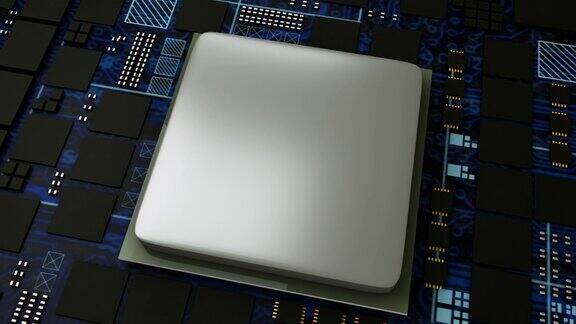 电路板中央计算机处理器CPU概念主板数字芯片3D背景