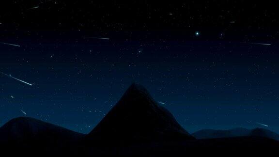 流星或流星照亮夜空的山