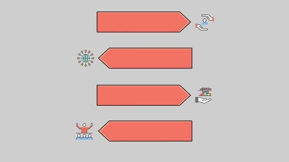 动画红色空格键4步骤为信息图时间轴模板在灰色背景