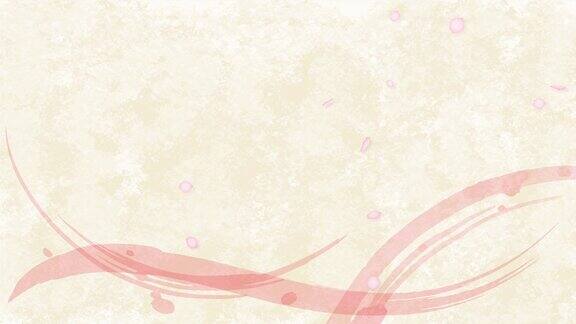 循环动画4k镜头的樱花花瓣落在一个简单的日本纸背景