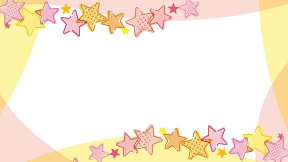 复古流行框架与星星装饰(橙色和粉红色)