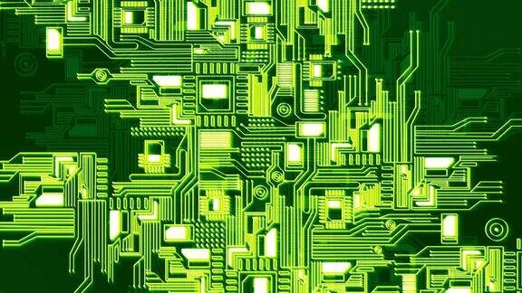 绿色芯片处理器异形立方体博格集体建筑几何天才形状建筑三维立方体幻想空间库存视频-电路板背景-复制空间-计算机数据技术人工智能库存视频