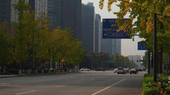 白天成都市中心城区交通街道全景4k中国