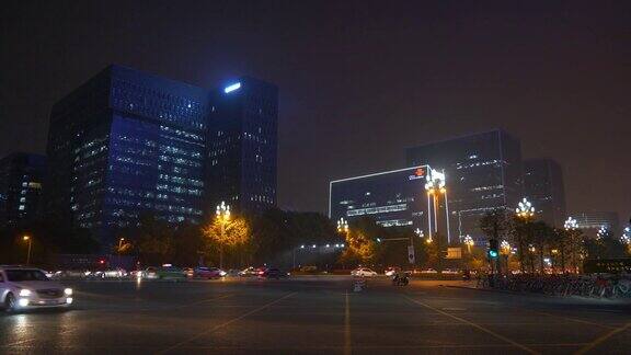 成都市中心城区夜景时间灯火通明交通街道全景为4k中国