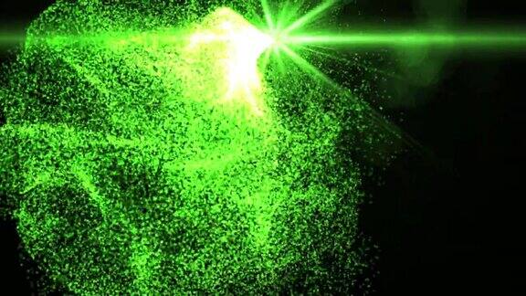 移动粒子和光抽象背景绿色