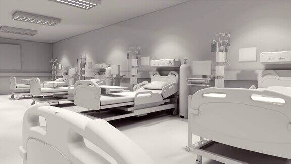有床的病房空床和轮椅护理诊所或医院3d渲染房间和舒适现代医院保健理念