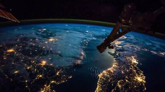 国际空间站飞越法国瑞士意大利西西里视图从太空