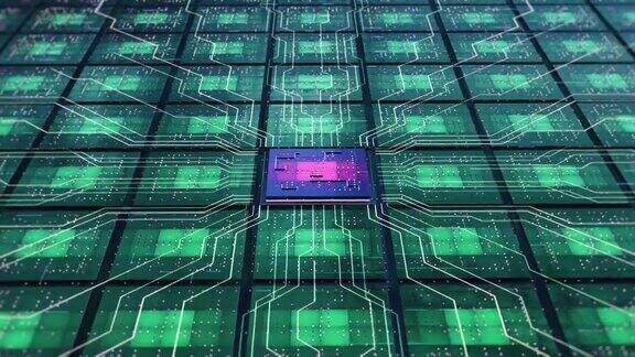 电路板图案关闭CPU数据处理未来的人工智能处理器