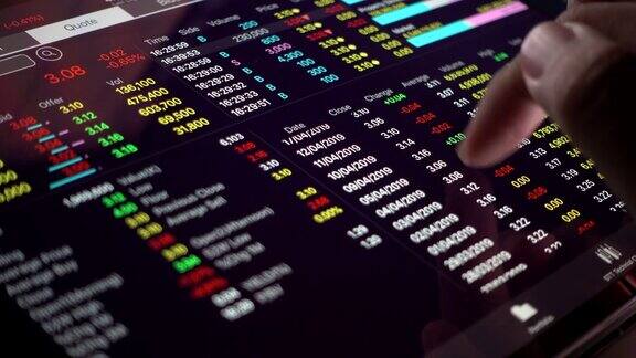 金融分析师在数字平板电脑上处理股票市场数据