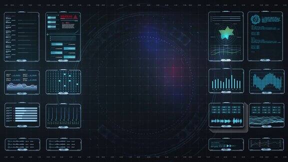 用于游戏的HUDUIUX动作设计未来的用户界面HUD和信息图表元素抽象虚拟图形触摸用户界面UIhud信息图表界面屏幕监视器高科技4k