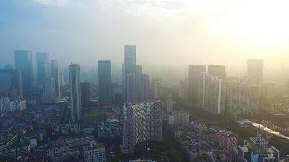 鸟瞰图的成都城市景观九岩桥