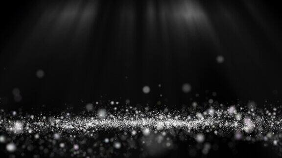 闪闪发光的白色粒子舞台和光线闪耀透明孤立抽象背景