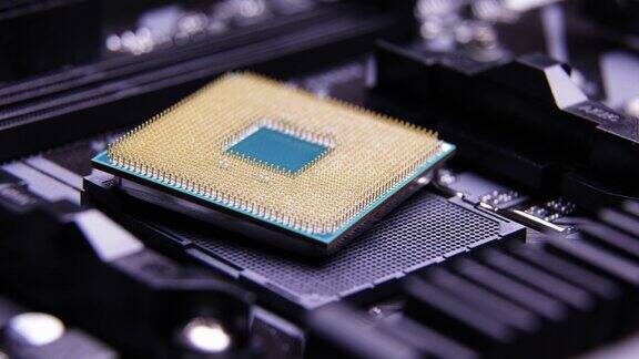 CPU电脑芯片处理器在主板上的插座上技术纳米电子比特币
