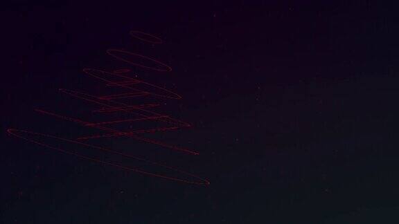 抽象的红色螺旋线在空间与苍蝇闪烁