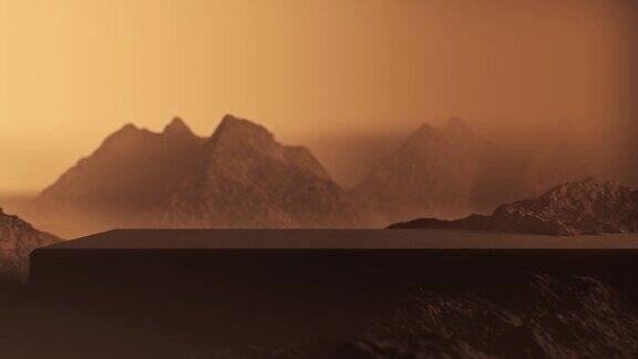 三维动画的火星景观与石头矩形讲台火星救济背景的产品介绍