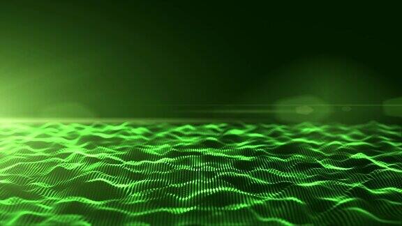 抽象的绿色数字波背景与光斑
