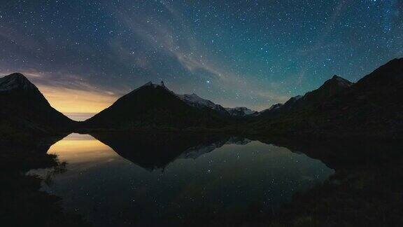 阿尔卑斯山上的银河时光流逝