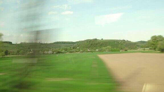 从法兰克福到瑞士巴塞尔的高速列车的POV镜头