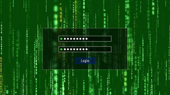 数字在屏幕上移动的二进制码数字背景和密码动画数字技术概念计算机语言hud界面黑客安全行矩阵背景