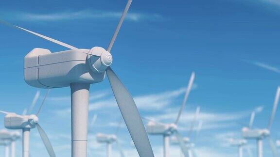 风车叶片旋转为可替代能源风力发电机工作清洁气候