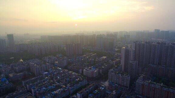 鸟瞰图的成都城市景观与住宅建筑