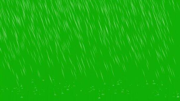 降雨和飞溅运动图形与绿色屏幕背景