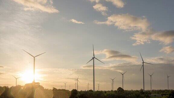 风力涡轮机可持续资源和可再生能源的日出