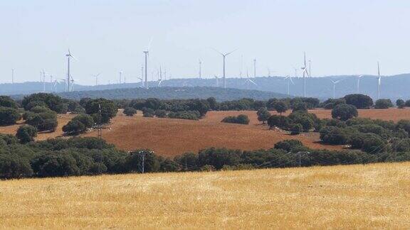西班牙沙漠中的风力涡轮机