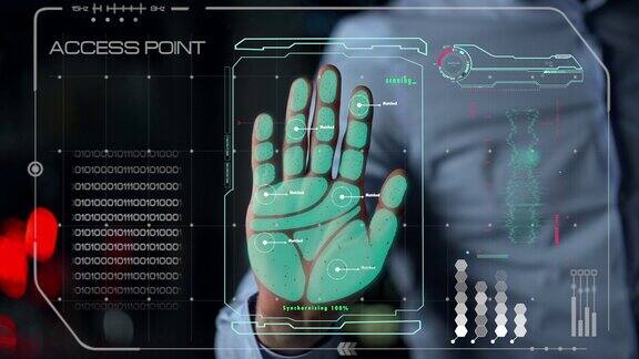 手掌安全系统允许启动应用后生物特征检查特写