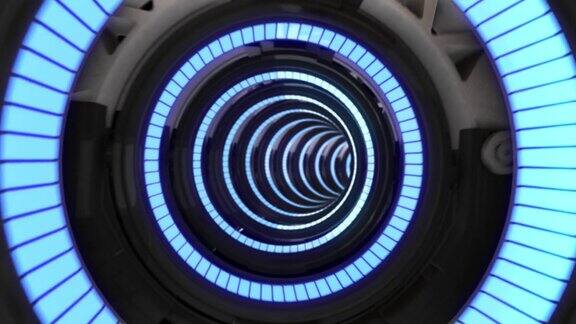 圆形无限环管隧道3D背景发光霓虹灯抽象动画螺旋运动催眠漩涡效果光学错觉插图抽象动画催眠隧道