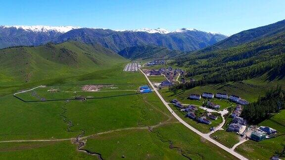 中国新疆喀纳斯景观鸟瞰图