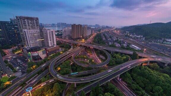 杭州城市的高角度视图