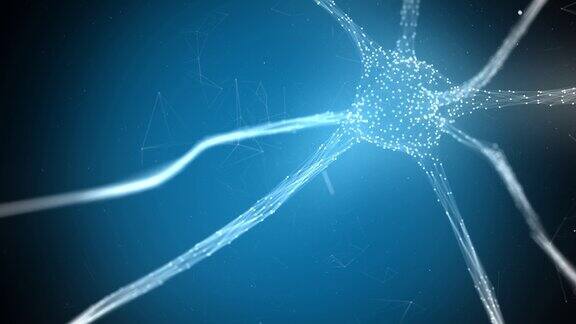 三维大脑神经元细胞运动的蓝色艺术人工智能复制空间背景
