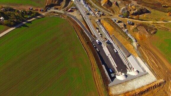 皮尔森附近铁路建筑工地新隧道鸟瞰图建设从捷克到德国的新高速铁路