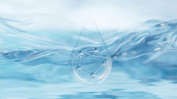 分子与水面背景3d渲染