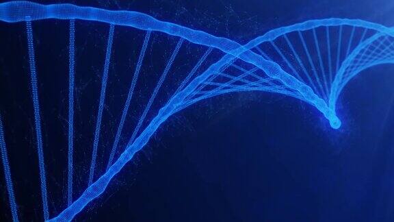 三维动画与蓝色的DNA链旋转和衰变的染色体