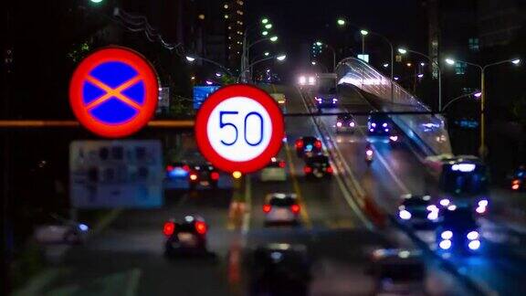 东京迷你市中心街道的夜间时间流逝