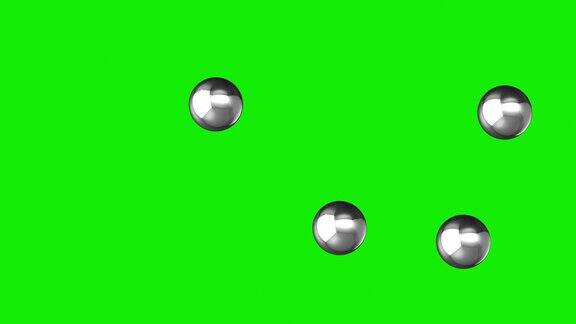 循环4k-Cg几何动画的金属球与真实的光和阴影在地板上
