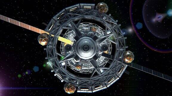 穿越科幻飞船的门背景是星星绿色屏幕3d动画