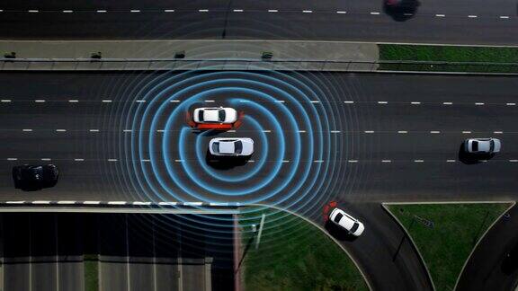 驾驶员激活自动模式智能汽车自动驾驶仪人工智能计算数字引擎cpu处理器工作雷达交通传感器数字视觉对道路上的障碍物和汽车的检测