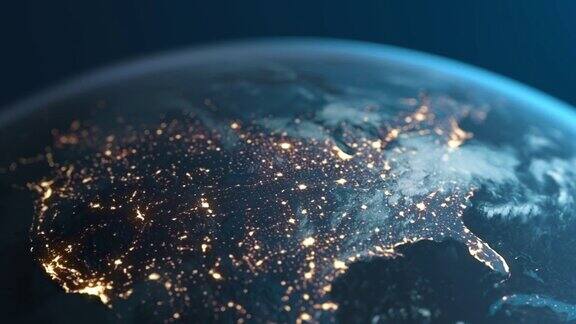 地球之夜-从太空看北美-美利坚合众国