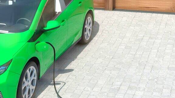 电动汽车充电在家吊车透视3D动画