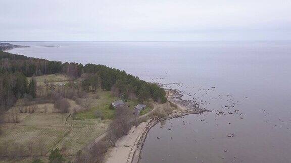 罗哈拉脱维亚波罗的海海滨无人机俯视图4K超高清视频
