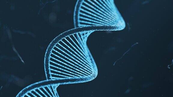 3D动画的DNA与粒子科学的蓝色背景