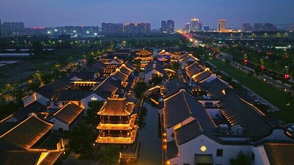 中国传统建筑夜景鸟瞰图