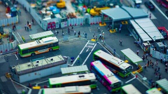涉谷巴士在东京的一段时间旋转高角度倾斜