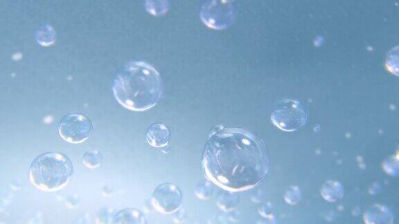 液体精华液透明化妆品样品质地与泡沫在水中